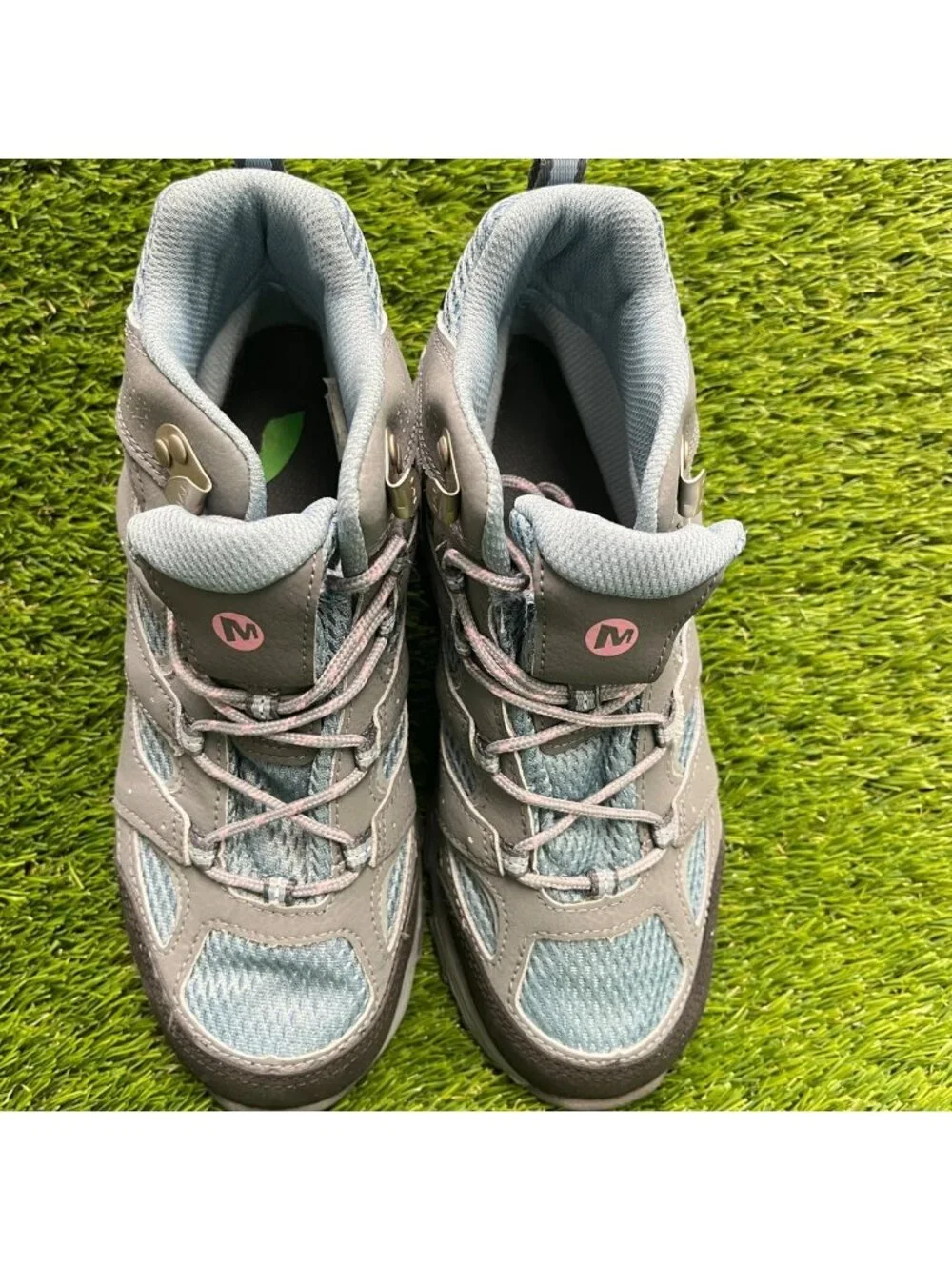 Merrell Moab 3 Mid Waterproof Boys Size 4.5Y Gray Blue Outdoor Hiking Boots
